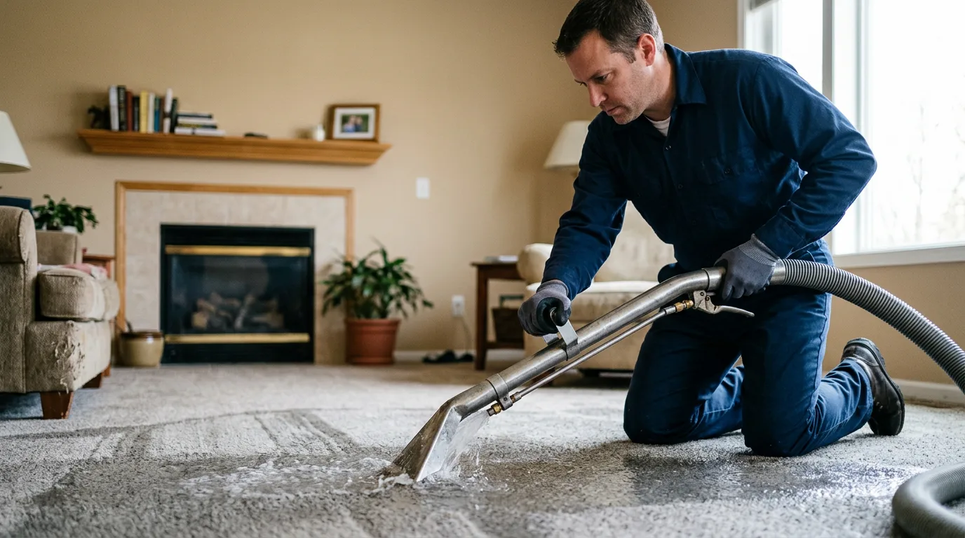 Water damage restoration technician working near Skillman, NJ